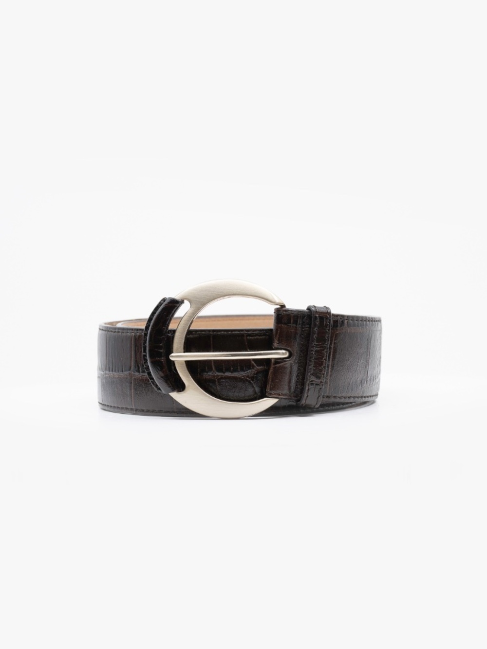 ANN TAYLOR Croc-Embossed Leather Belt Size M